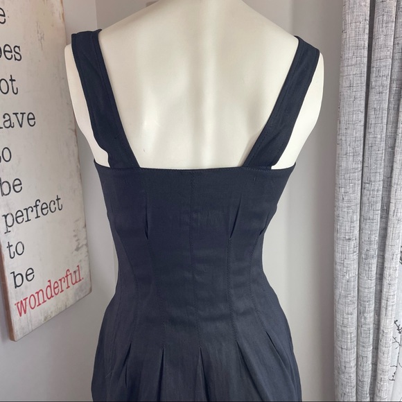 Rare Barbara Casasola linen BLACK midi pinafore spring 2017 runway collection - Picture 11 of 16